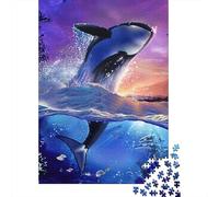 Orca Saltando Rompecabezas Arte océano fantástico Clásico 3 Capas Cartón 1000 Piezas, Ultra Duro, Alivio Estrés, Regalo Noche Juego Familiar 38x26cm/1000pcs