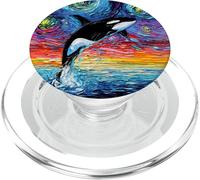 Orca Starry Night Colorido Ballena Puesta de Sol Océano Arte por Aja PopSockets PopGrip para MagSafe