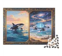 Orca Vista Oceánica Puzzle de 1000 Piezas Papel para Adultos Escena Galaxia Fantasía Relajante Mejora Conciencia Diversión Hogar Regalo 70x50cm/1000pcs