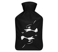 Orca Whale - Botella de agua de goma con cubierta de felpa suave, bolsa de agua caliente para invierno, manos y pies, protección contra el frío, 1000 ml