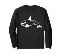 Orca Whale Line Art Ocean Marine Life Diseño Minimalista Manga Larga