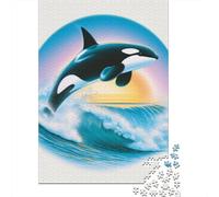 Orca Whale Ocean Art Print Puzzles Imposible,desafío for Adults Juego Educativo 1000 Piezas Obra De Arte De Juego De para Adultos Y Niños A Partir De 12 Años 38x26cm/1000pcs
