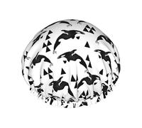 Orca Whales Gorro de ducha impermeable lindo, Gorro de baño elástico Gorro de baño de protección ambiental Gorros de baño para el cabello, Capas impermeables dobles Gorro de ducha de baño