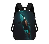 Orca with Tribal Markings in Deep Sea Mochilas Impresas En 3D Para Niños, Mochila Escolar, Mochila Informal Para Exteriores, Mochila Informal De Moda Para Niños, Lindas Bolsas De Viaje 17inch