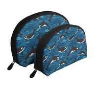 Orcas, Bolsa de Maquillaje de Concha, Monedero pequeño para Mujer, Bolsa de artículos de tocador, Bolsa de cosméticos, 2 Piezas