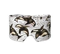 Orcas de acuarela,Máscara para ojos con bloqueo de luz y protección ocular completa para dormir, orejeras y ojos.