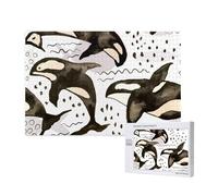 Orcas de Acuarela,Rompecabezas de Madera de 1000 Piezas para Adultos y Adolescentes.