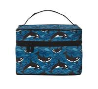 Orcas del océano, Bolsa de Maquillaje Bolsa de cosméticos Bolsa de artículos de tocador de Viaje portátil Estuche para lápices Bolsa de artículos de tocador