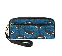 Orcas del océano, Bolsa de Maquillaje Bolsa de cosméticos Bolsa de Aseo de Viaje portátil Estuche de Cuero para Mujeres y niñas