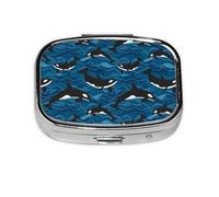 Orcas del océano, Pastillero cuadrado para bolsillo o monedero, pequeño contenedor de pastillas, organizador de pastillas de viaje