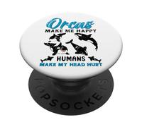 Orcas me Hacen Feliz! Orca Ballena Amante de la Ballena Animal Marino PopSockets PopGrip Adhesivo