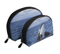 Orcas orcas, Bolsa de Maquillaje de Concha, Monedero pequeño para Mujer, Bolsa de artículos de tocador, Bolsa de cosméticos, 2 Piezas