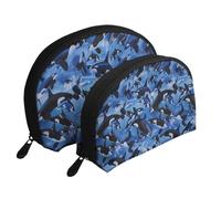 Orcas Orcas Mar, Bolsa de Maquillaje de Concha, Monedero pequeño para Mujer, Bolsa de artículos de tocador, Bolsa de cosméticos, 2 Piezas