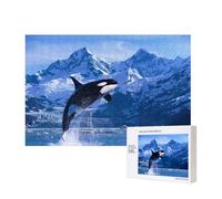 Orcas Orcas Océano Mar,Rompecabezas de Madera de 300 Piezas, Juego Familiar, Rompecabezas para Adultos, Adolescentes, decoración del hogar