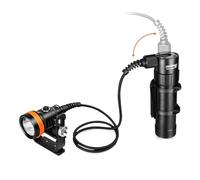 ORCATORCH D630 V2.0 Luz Técnica Buceo 4600 Lúmenes Spot 7° Buceo | Montaje Lateral Posterior, Cable Ajustable 90-180°, IP68 Impermeable, Empuñadura Goodman Incluida, Espeleo Buceo Naufragios