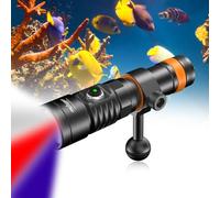 ORCATORCH D710V MK2 Linterna de Buceo 3 Colores(Blanco+UV+Rojo), 2300 Lúmenes Luz de Relleno para Fotografía y Video Subacuático, Haz Ancho 120°, IP68 Resistente al Agua 150m para Buceo Nocturno