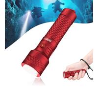 ORCATORCH ORCA7 Linterna Buceo 3000 Lúmenes, Compacta 125g (Rojo) | 3 Niveles Brillo:Alto/Medio/SOS, Ángulo Haz 6°, IP68 Impermeable, Profundidad 150M, Buceo Nocturno& Cuevas Submarinas