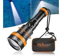 ORCATORCH ZD710MK2 Linterna Buceo Zoom 4°-72°,1500 Lúmenes,Buceo Nocturno | Largo Alcance, Alto/Medio/Bajo/Ahorro, IP68 Impermeable, Módulo Soporte Incluido, Buceo Nocturno,Espeleología