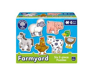 Orchard Toys Farmyard Jigsaw Puzzles, Six Puzzles in a Box, 2-Piece Puzzles For Toddlers Ages 18mths +, First Puzzle, Develops Hand-Eye Coordination