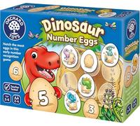 Orchard Toys Juego educativo para niños de 3 a 6 años, con número de huevos de dinosaurio, para fanáticos de dinosaurios de 3 a 6 años, verde, azul, amarillo, marrón