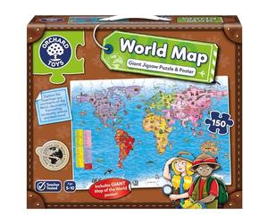 Orchard Toys World Map Jigsaw Puzzle and Poster, Educational 150-piece Jigsaw of Countries and Continents of The World, Includes Poster, Age 5-10