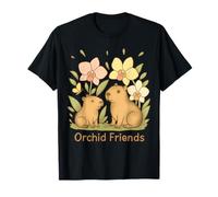Orchid Friends Cute Capibara Nature Design Camiseta