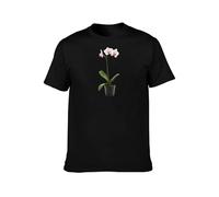 Orchid in Pot Graphic tee - Elegant Floral Design, 100% Cotton Crewneck L