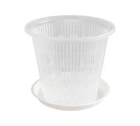 Orchid Pot - ABS 11 cm, Cacti Planter, Clear Flower Pot With Drainage Tray | Kitchen Garden Planter For Balcony, Desktop, Living Room, Patio, Indoor Flower Display, Plant Decoration