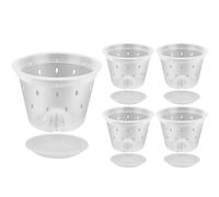 Orchid Pots with Holes, Clear Flower Container Orchids, 6.77 Inches Enhanced Drainage & Aeration Design, Breathable Slotted Planter for Tropical, Succulents, Cactus, Indoor, Outdoor, and Flowers Pot