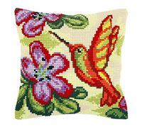 Orchidea Cushion Cross Stitch Kit Punto de Cruz, Pájaro Humming, 40 x 40 cm