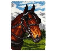 Orchidea - Juego de alfombra con gancho (50 x 74,5 cm), diseño de caballo