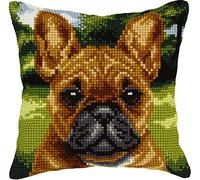 Orchidea - Kit de Punto de Cruz para Cojín - Perro - Lienzo Impreso - 4.5 Cuentas - Para Adultos - 30.9538