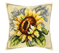 Orchidea Large Cross Stitch Cushion Kit Punto de Cruz Grande, Girasol, 40 x 40 cm