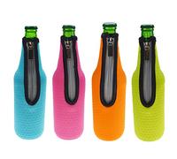 Orchidtent - Funda de neopreno con cremallera para cerveza, botella de cerveza,4 unidades con aislamiento para botellas de cerveza, funda de transporte para bare, 500 ml 4 Colors 2