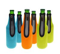 Orchidtent - Funda de neopreno con cremallera para cerveza, botella de cerveza,6 unidades con aislamiento para botellas de cerveza, funda de transporte para bare, 500 ml 6 Colors
