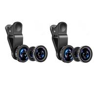 Orco Juego de 2 lentes de cámara para teléfono móvil con lente ojo de pez + lente macro + lente gran angular compatible con iPhone, Samsung, Huawei, iPad, Sony, HTC, LG, etc. (2)