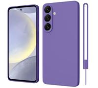 ORDA Funda de silicona para Samsung Galaxy S24 FE, protector de cámara y protector de pantalla, mate, ultrafina, suave, con cordón, para Samsung S24 FE, color morado oscuro
