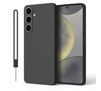 ORDA Funda de silicona para Samsung Galaxy S24 FE, protector de cámara y protector de pantalla, mate, ultrafina, suave, con cordón, para Samsung S24 FE, color negro