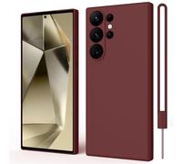 ORDA Funda de silicona para Samsung Galaxy S24 Ultra, funda para Samsung S24 Ultra 5G, fina, borde recto, resistente a los arañazos, compatible con Galaxy S24 Ultra Cover rojo oscuro