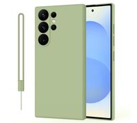 ORDA Funda de silicona para Samsung Galaxy S25 Ultra, funda para Samsung S25 Ultra 5G, borde recto fino, protector de cámara y protector de pantalla, funda para Samsung Galaxy S25 Ultra verde matcha