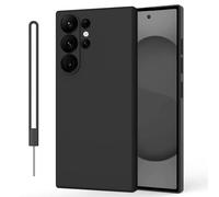 ORDA Funda de silicona para Samsung Galaxy S25 Ultra, funda para Samsung S25 Ultra 5G, fina, borde recto, protector de cámara y protector de pantalla, funda para Samsung Galaxy S25 Ultra Negro