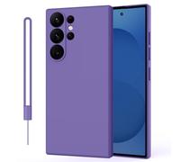 ORDA Funda de silicona para Samsung Galaxy S25 Ultra, funda para Samsung S25 Ultra 5G, fina, borde recto, protector de cámara y protector de pantalla, funda para Samsung Galaxy S25 Ultra Morado Oscuro