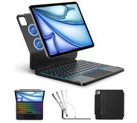 ORDA Funda de teclado para iPad Air de 13 pulgadas (M3 2025 / M2 2024), iPad Pro de 12.9 pulgadas (3ª/4ª/5ª/6ª generación), teclado mágico flotante fácil de configurar, soporte magnético en voladizo