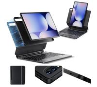 ORDA Funda de teclado para Samsung Galaxy Tab S10+/S9+/S9 FE+/S8+ de 12.4 pulgadas, soporte magnético con teclado AI retroiluminado, modos vertical/elevado, con funda protectora extraíble, soporte