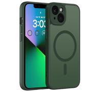 ORDA Funda magnética para iPhone 13 de 6,1 pulgadas, compatible con MagSafe, parte trasera mate translúcida, fina, protección de cámara, resistente a los golpes, para iPhone 13 (verde)