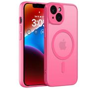 ORDA Funda magnética para iPhone 14 de 6,1 pulgadas Compatible con MagSafe, parte trasera mate translúcida delgada con protección para la cámara y a prueba de golpes para iPhone 14 (Rosa brillante)