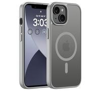 ORDA Funda para iPhone 13 de 6,1 pulgadas, compatible con MagSafe, funda magnética para iPhone 13, carcasa translúcida mate, parte trasera fina, resistente a los golpes, color gris