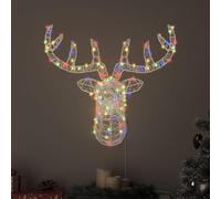 Ordellia Cabeza de reno multicolor de acrílico con 140 ledes, 68 x 36,5 x 62,5 cm, USB, resistente a la intemperie, para interiores y salones, decoración de día festivo y decoración colgante