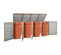 Ordellia Caja para contenedores de basura para 4 toneladas, 276,5 x 77,5 x 112,5 cm, marco de acero inoxidable, chapa de acero galvanizado, revestimiento para contenedor de residuos para jardín, patio