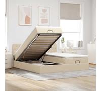 Ordellia Cama otomana con colchón, color crema, 160 x 200 cm, funda de tela, espacio de almacenamiento, núcleo de muelles ensacados, incluye cubrecolchón, cómodo mueble de dormitorio